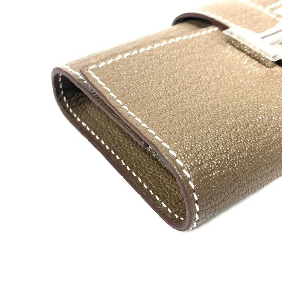 HERMES Bearn 4P 4 rows Key H logo Key Case Chevre Etoupe Gray Unused - Picture 6 of 16